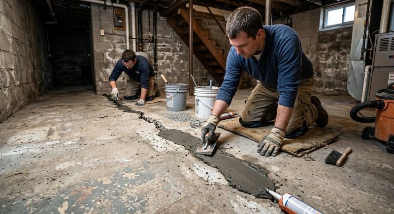 Cracked Basement Floor Repair in Matthews, NC